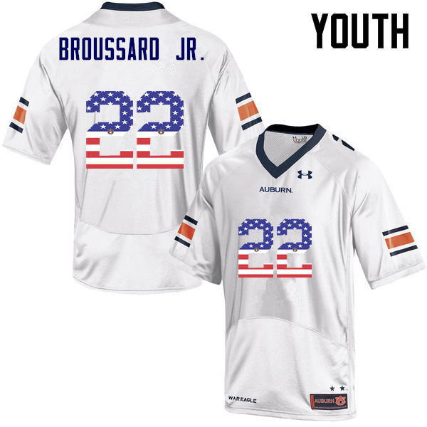 Youth #22 John Broussard Jr. Auburn Tigers USA Flag Fashion College Football Jerseys-White